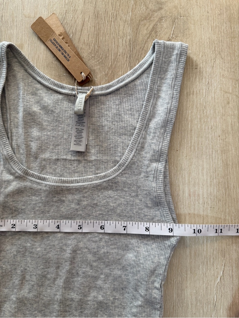 SKIMS Skims Cotton Rib Long Tank in Light Heather Grey - Picture 4 of 6